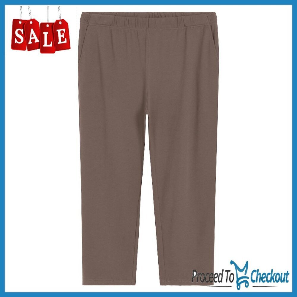 Plus Size Petite Knit Pants with Pockets - Elastic Waist Comfort